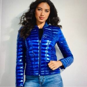 Guess Vera Thermore Women's Fitted Blue Puffer Jacket Coat Size Small